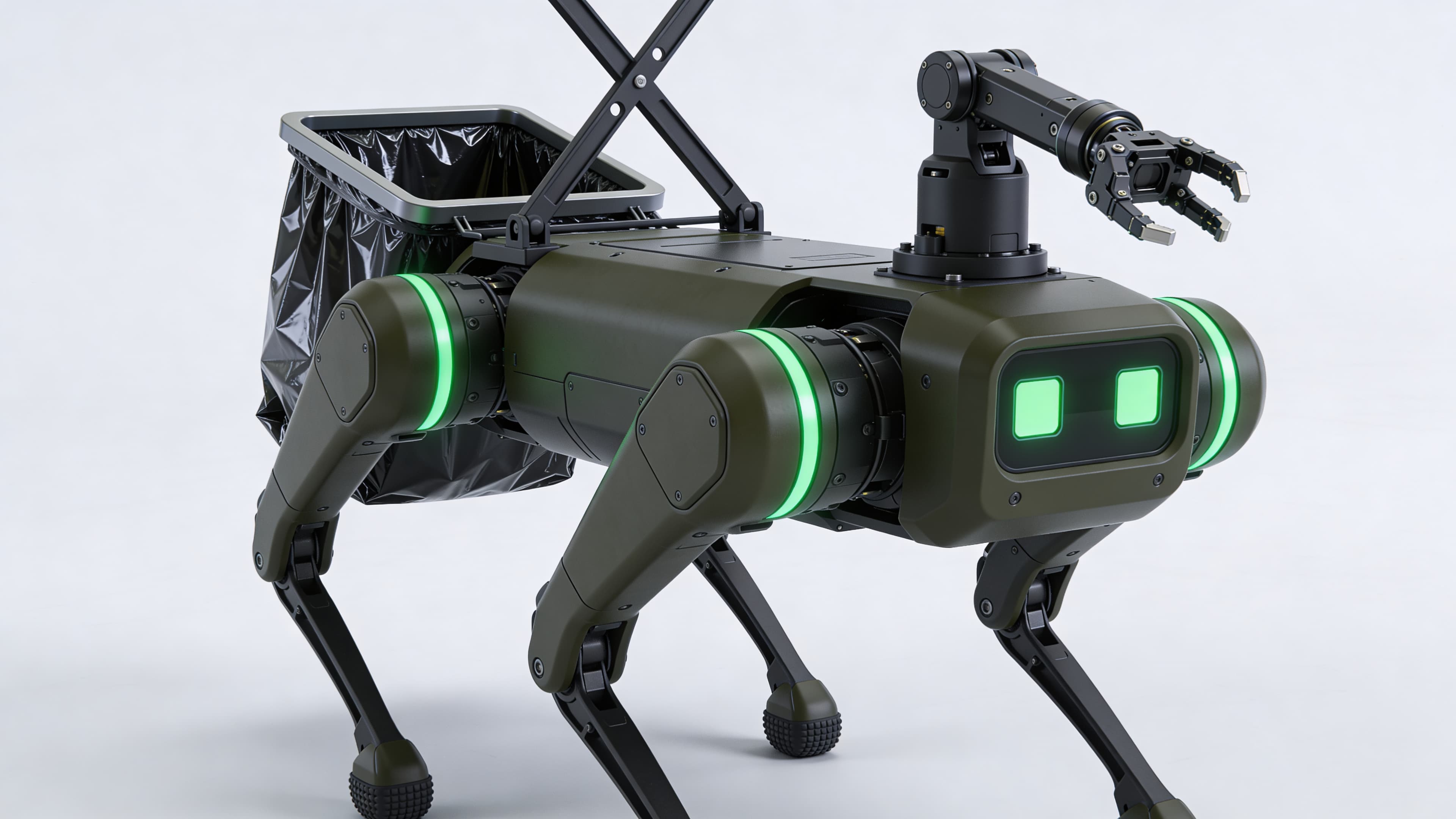 Close-up of CleanWalker sensor array showing stereo camera lenses, IR projector, and LiDAR puck