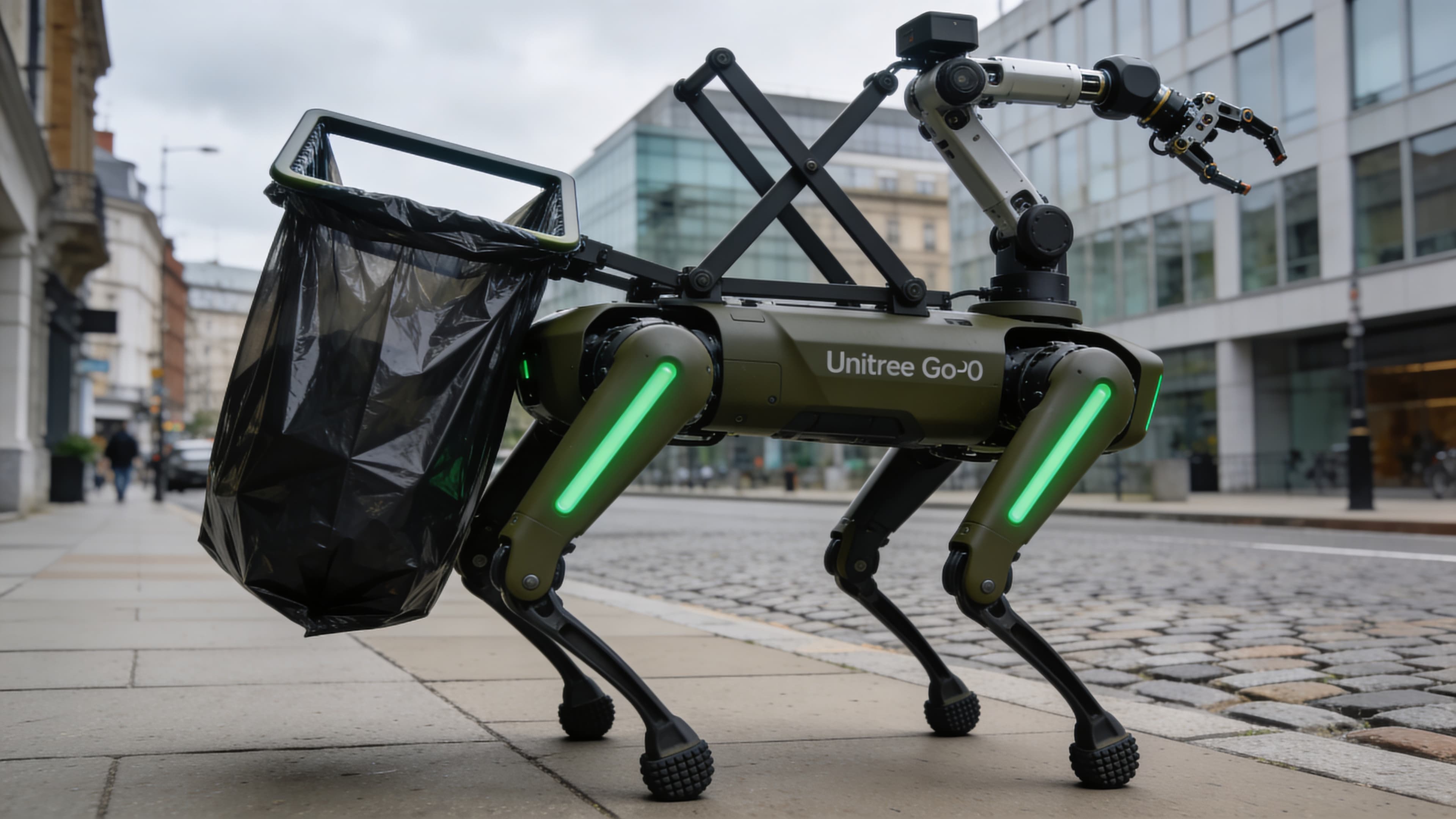 CleanWalker robot on a European city sidewalk