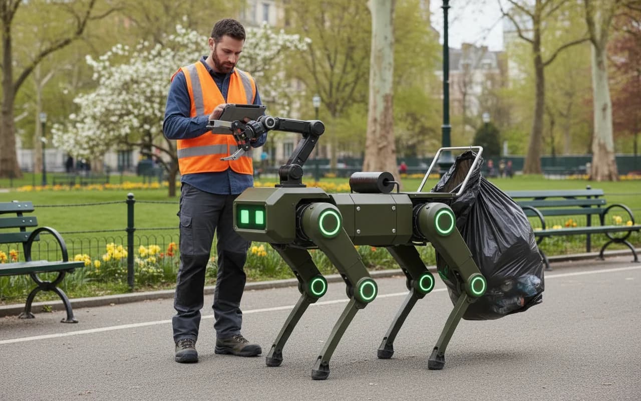 CleanWalker robot collecting litter in a public park